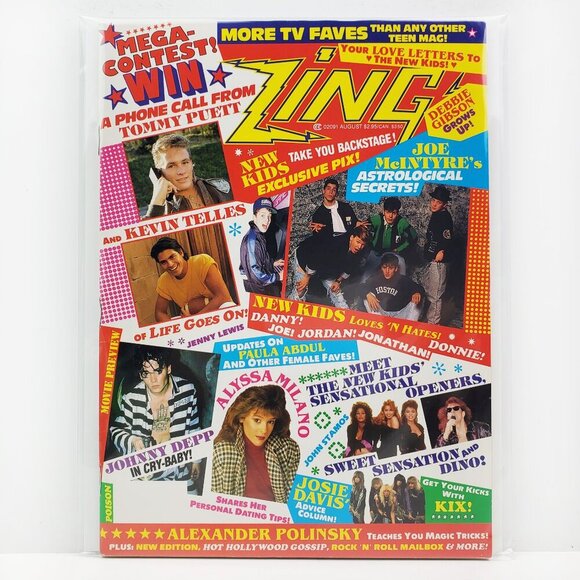 Zing Magazine New Kids on Block Poster NKOTB Johnny Depp Cry Baby Aug. 1990 - Picture 1 of 11